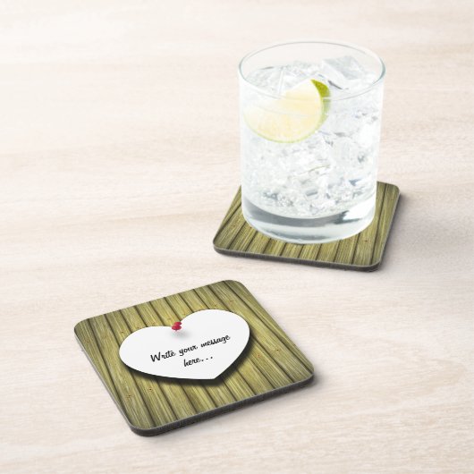 Rustikales Skript für das Papierherz Getränkeuntersetzer (Rechte Seite)