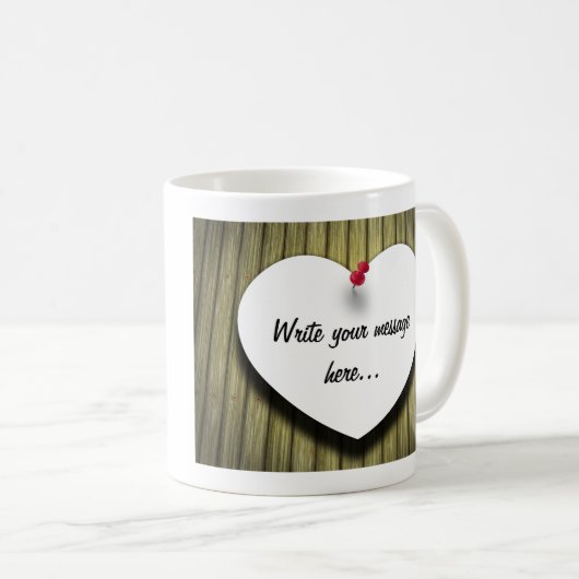 Rustikales Skript für das Papierherz Kaffeetasse (VorderseiteRechts)