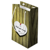 Rustikales Skript für das Papierherz Kleine Geschenktüte (Rückseite Schrägansicht)