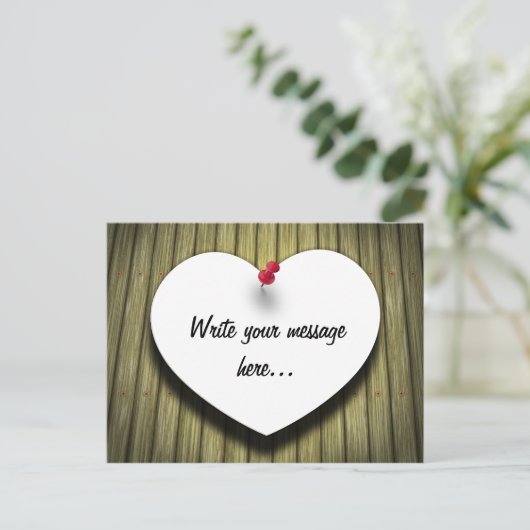 Rustikales Skript für das Papierherz Postkarte (Stehend Vorderseite)