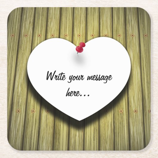 Rustikales Skript für das Papierherz Rechteckiger Pappuntersetzer (Vorderseite)