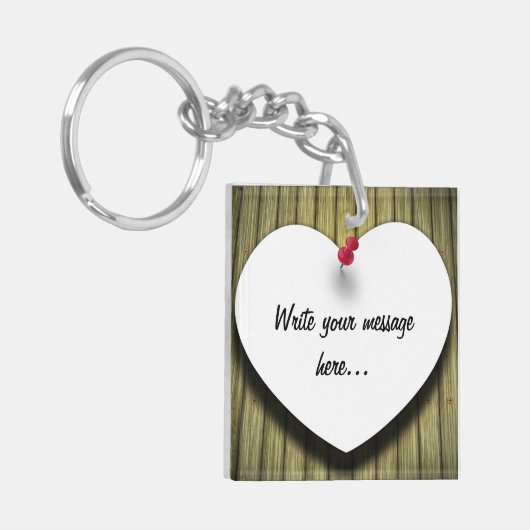 Rustikales Skript für das Papierherz Schlüsselanhänger (Vorderseite links)