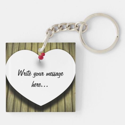 Rustikales Skript für das Papierherz Schlüsselanhänger (Rückseite)