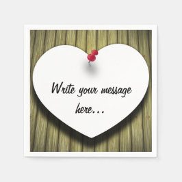 Rustikales Skript für das Papierherz Serviette