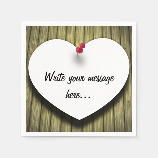 Rustikales Skript für das Papierherz Serviette (Vorderseite)