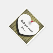 Rustikales Skript für das Papierherz Serviette (Ecke)