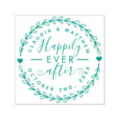 Rustikales Skript "Happily Ever After" Hochzeitsta Permastempel (Design)