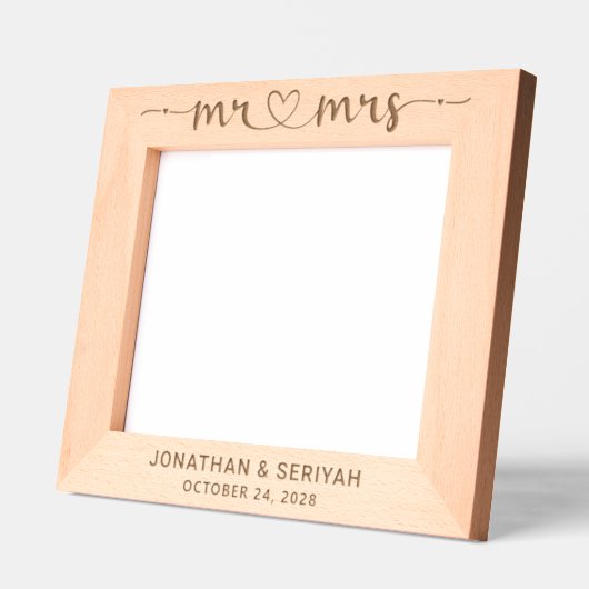 Rustikales Skript Hochzeit Herz Pfeile Mr. Mrs. Geätzte Rahmen (Links)