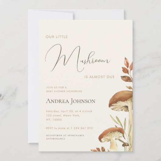 Rustikales Skript Kleinwald Kinderdusche Einladung (Vorderseite)