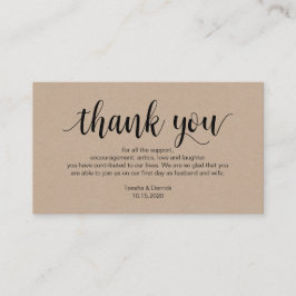 Rustikales Skript, kraft, schwarz, Hochzeit Danke Begleitkarte