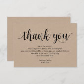 Rustikales Skript, kraft, schwarz, Hochzeit Danke Begleitkarte (Vorne/Hinten)