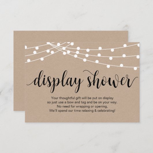 Rustikales Skript, Kraft, String-Lights-Display-Du Begleitkarte (Vorne/Hinten)