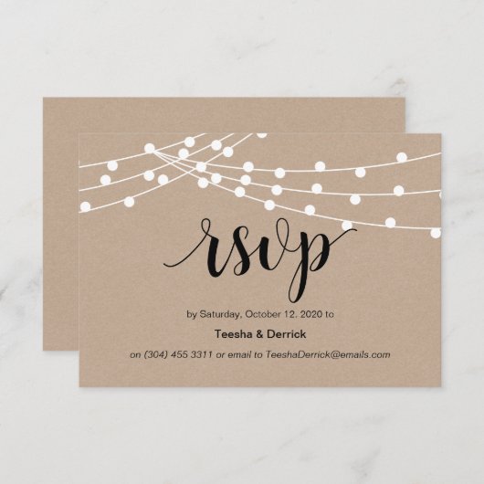 Rustikales Skript, Kraftkraft, Lichter mit Zeichen Begleitkarte (Vorne/Hinten)