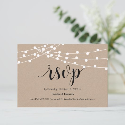 Rustikales Skript, Kraftkraft, Lichter mit Zeichen Begleitkarte (Stehend Vorderseite)