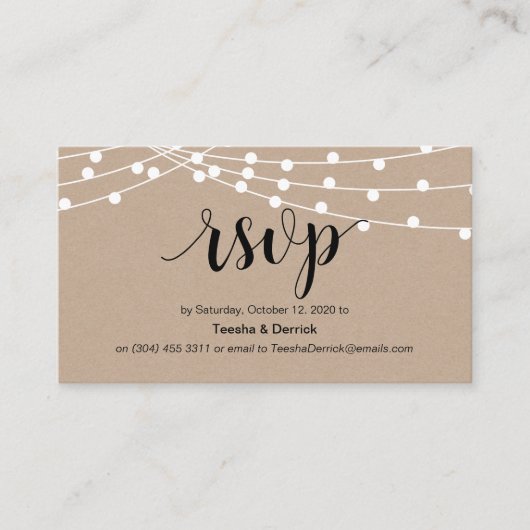 Rustikales Skript, Kraftkraft, Lichter mit Zeichen Begleitkarte (Vorderseite)