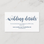 Rustikales Skript, Navy Blue, Hochzeitdetails, Has Begleitkarte (Vorderseite)