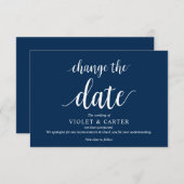 Rustikales Skript, Navy Blue Script, Hochzeitversc Begleitkarte (Vorne/Hinten)