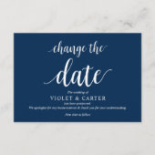 Rustikales Skript, Navy Blue Script, Hochzeitversc Begleitkarte (Vorderseite)