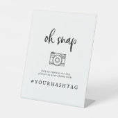 Rustikales Skript Oh Snap Wedding Hashtag Zeichen Sockelschild (Vorderseite)