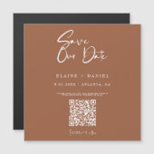 Rustikales Skript-QR-Code Save The Date Magnet (Vorne/Hinten)