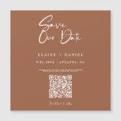 Rustikales Skript-QR-Code Save The Date Magnet (Vorderseite)