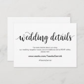 Rustikales Skript, Schwarz, Hochzeitdetails, Hasht Begleitkarte (Vorne/Hinten)