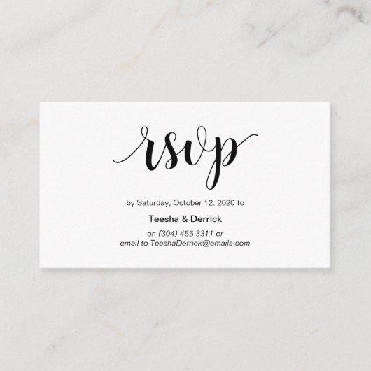 Rustikales Skript, Schwarz, Hochzeitsszenario Begleitkarte (Vorderseite)