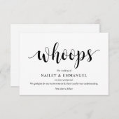 Rustikales Skript, Schwarz, Hochzeitverschiebung,  Begleitkarte (Vorne/Hinten)