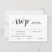 Rustikales Skript, Schwarzer Schriftart, Hochzeits RSVP Karte (Vorderseite)