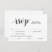 Rustikales Skript, Schwarzer Schriftart, Hochzeits RSVP Karte (Vorne/Hinten)