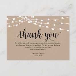 Rustikales Skript, Streichellicht, Hochzeit Danke Begleitkarte