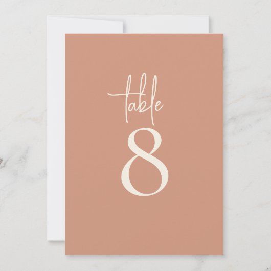 Rustikales Skript Terracotta Boho Hochzeit Tischnu (Vorderseite)