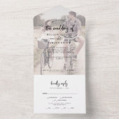 Rustikales Skript verblichenes Foto Hochzeit alles All In One Einladung (Innen Boden)