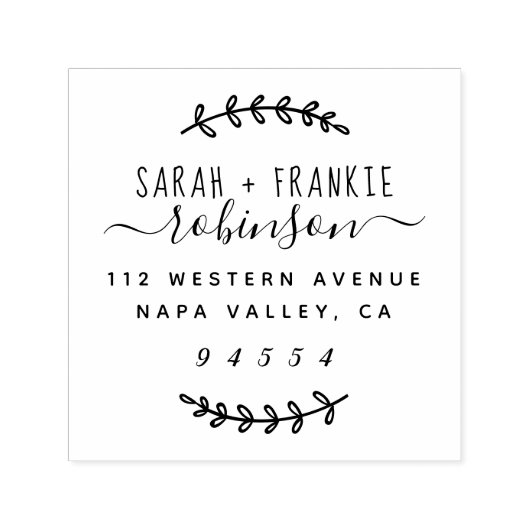 Rustikales Skript Verheiratet Couple Rücksendeadre Permastempel (Design)