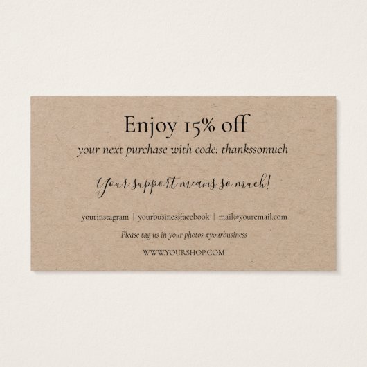 Rustikales Skript Vielen Dank für den Einkauf der  (Rückseite)