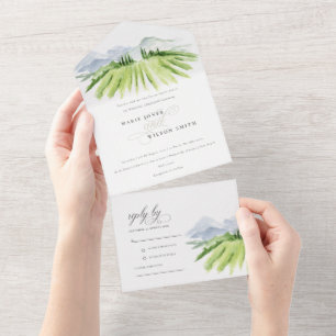 Rustikales Skript Weinkeller Weinberg Hochzeit All In One Einladung