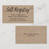 Rustikales Skriptgeschenk Registrierungsdusche Ein Visitenkarte (Vorne/Hinten)