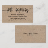 Rustikales Skriptgeschenk Registrierungsdusche Ein Visitenkarte (Vorne/Hinten)