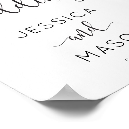 Rustikales SkriptWedding Willkommenszeichen Poster (Ecke)