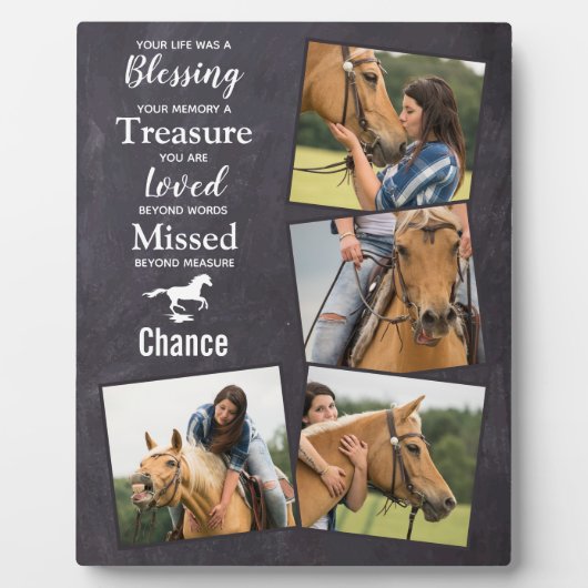 Rustikales Slate Keepake-Memorial für Pferde-Foto Fotoplatte (Vorderseite)