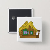 Rustikales slawisches Blockhaus mit traditionellem Button (Vorne & Hinten)
