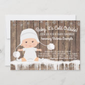 Rustikales Snowflake Baby mit kalter Außendusche Einladung (Vorderseite)
