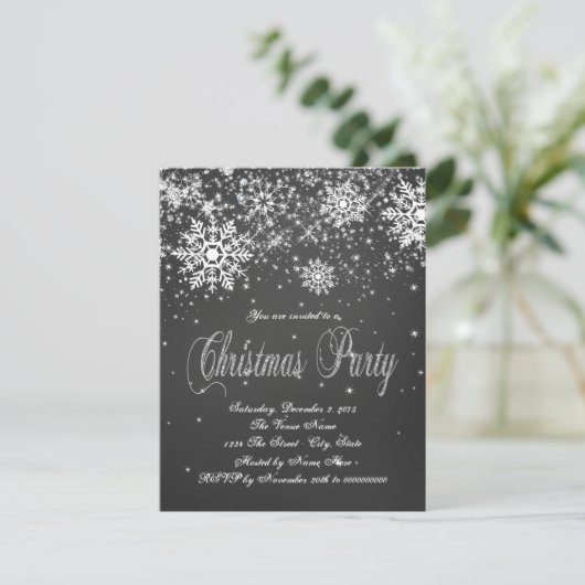 Rustikales Snowflake Chalk Weihnachtsfest im Unter Einladung (Stehend Vorderseite)