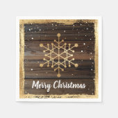 Rustikales Snowflake Gold Frohe Weihnachts-Party P Serviette (Vorderseite)