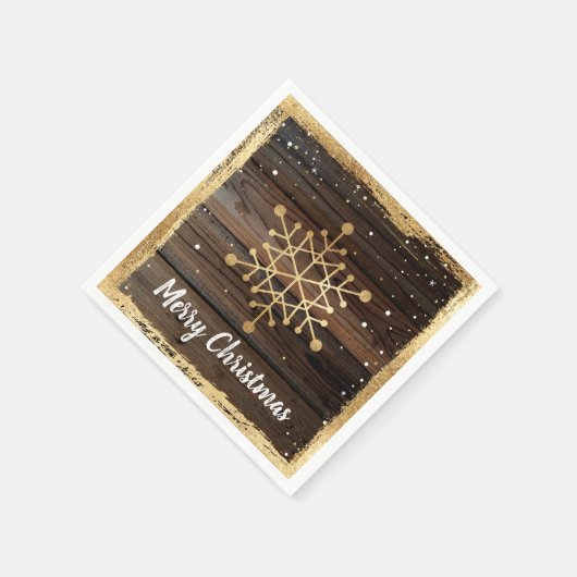Rustikales Snowflake Gold Frohe Weihnachts-Party P Serviette (Ecke)