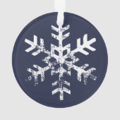 Rustikales Snowflake Navy Blue Foto Weihnachten Ornament (Rückseite)