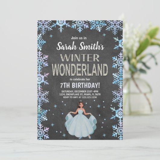 Rustikales Snowflake-Party Einladung (Stehend Vorderseite)