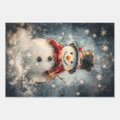 Rustikales Snowman Art Varieté-Decoupage Geschenkpapier Set (Vorderseite 3)