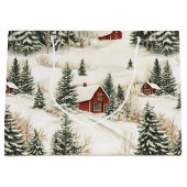 Rustikales Snowy Woodland Village Red White Christ Große Geschenktüte (Vorderseite)