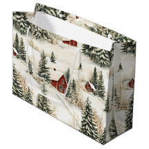 Rustikales Snowy Woodland Village Red White Christ